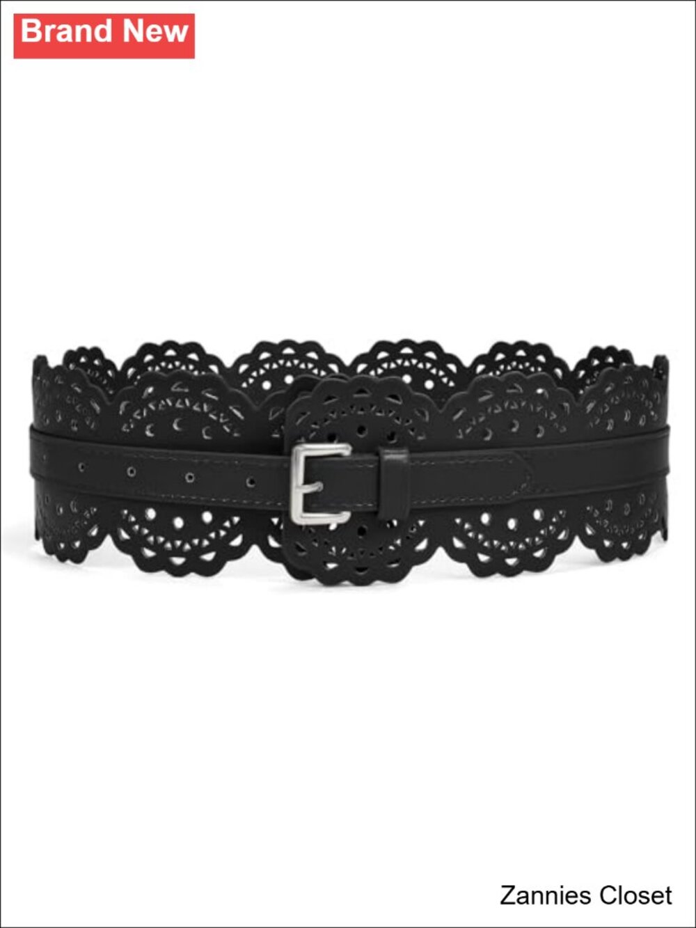 ✨ Wide Faux Leather Waist Belt Vintage Chunky Prong Buckle Floral Adjustable
